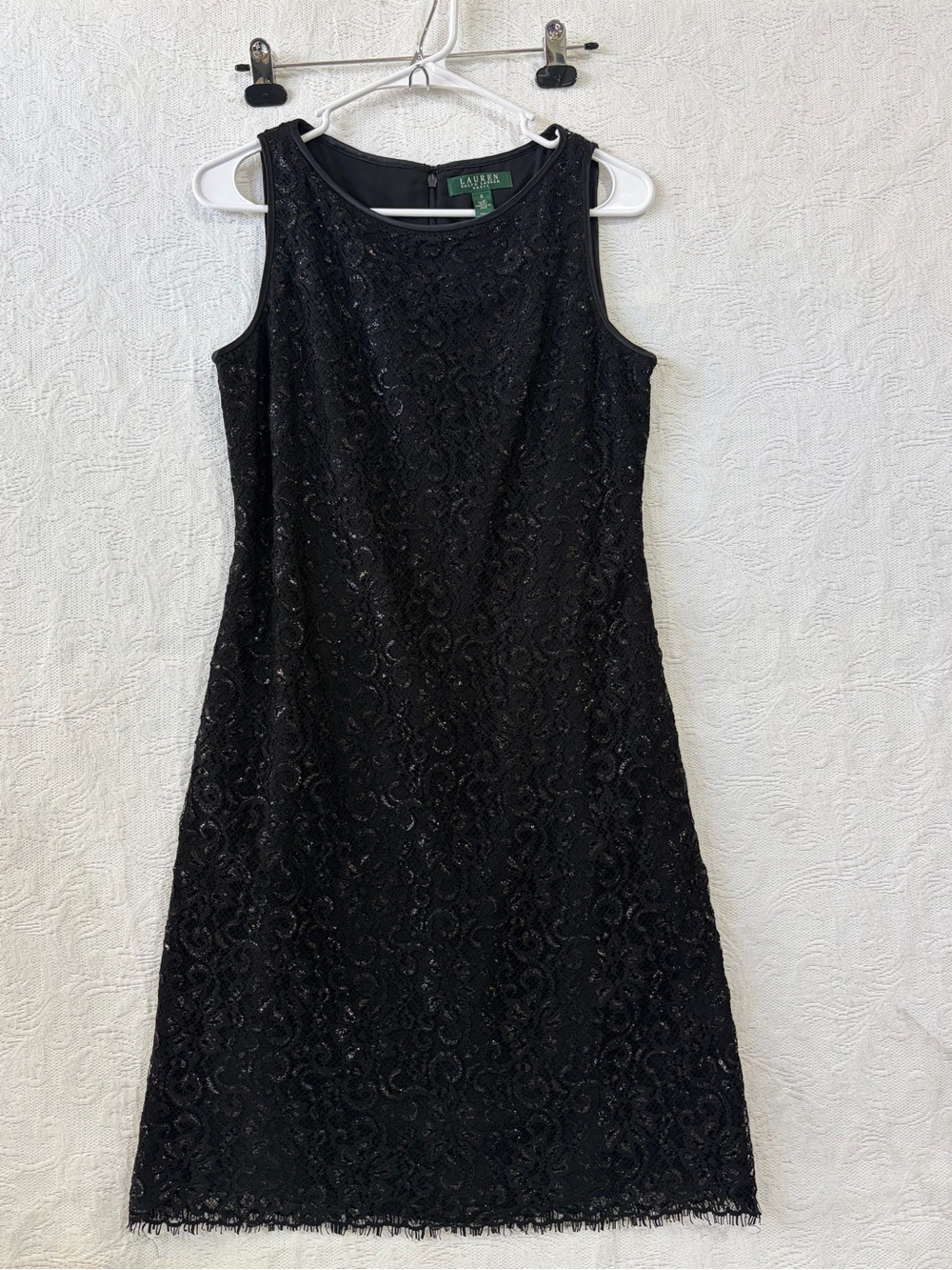 Lauren Ralph Lauren Black Sleeveless Lace-Overlay Midi Dress